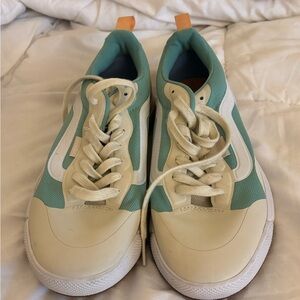 Vans Cream and Teal Sneakers